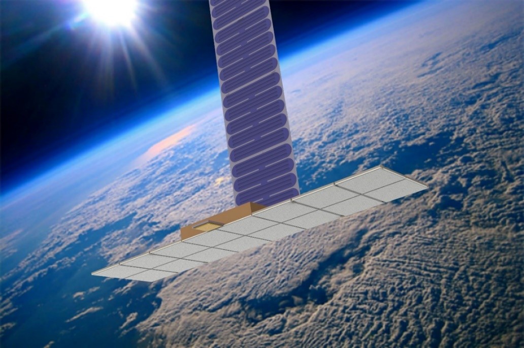 圖二：國家太空中心與創未來科技共同研發之衛星合成孔徑雷達示意圖，實體尺寸1mx5mx0.1m