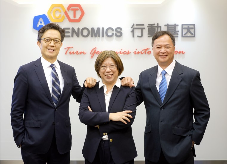 Figure 1. Founders of ACT Genomics: Mr. Po-Jen Hsueh, Dr. Shu-Jen Chen, Dr. Hua-Chien Chen  (from left to right)