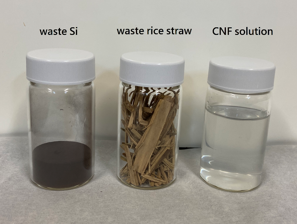 Figure 1. Waste Silicon powder, rice straw and carbon nano-size fiber solution