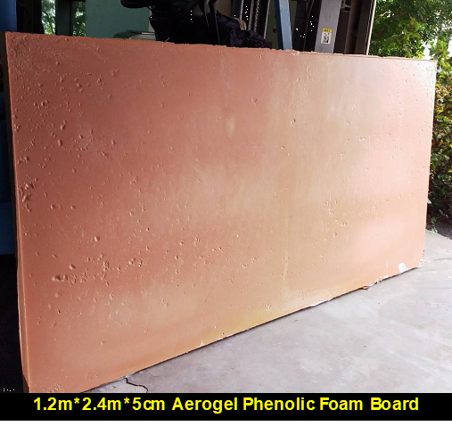 Figure 2. Aerogel Phenolic Foam Board with fire and heat resistance, lightweight, and low water absorption performance (Specification: 240cm * 120cm * 5cm, density:100~150 kg/m3, non-flammable class 1)